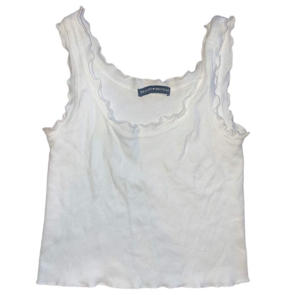 brandy melville white lettuce trim tank crop top